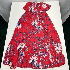 Jopra Maxi Dress Women's S Multicolor Floral Strapless Ruffled Bodice Rayon Long